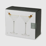 Deco Meridian Gold-Rimmed Crystal Martini Glasses Set