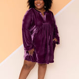 On The Move Velvet Babydoll Dress