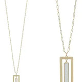 White Druzy Rectangular Necklace