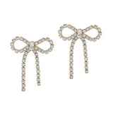 Gold Rhinestone Bow Earrings